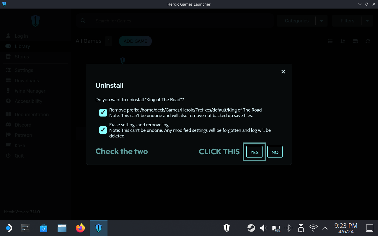 Step uninstall 2