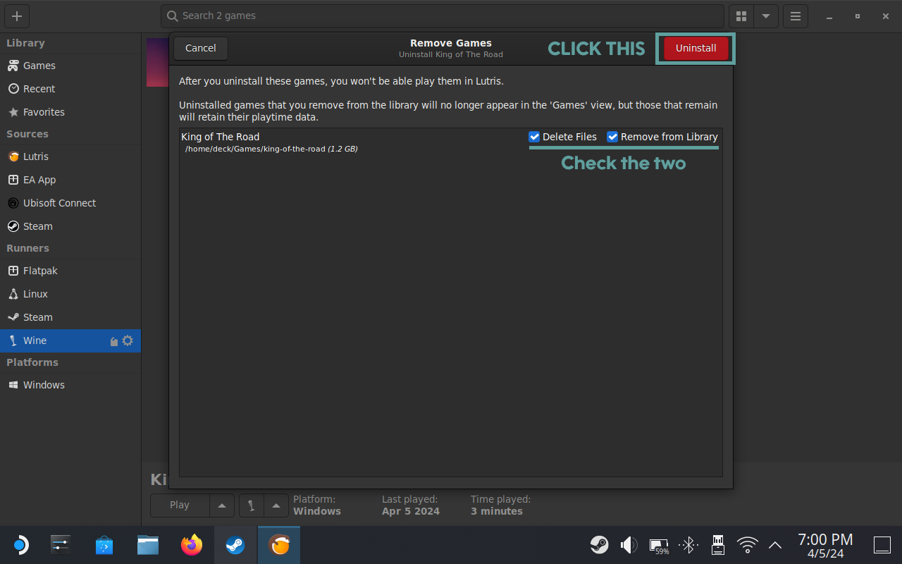 Step uninstall